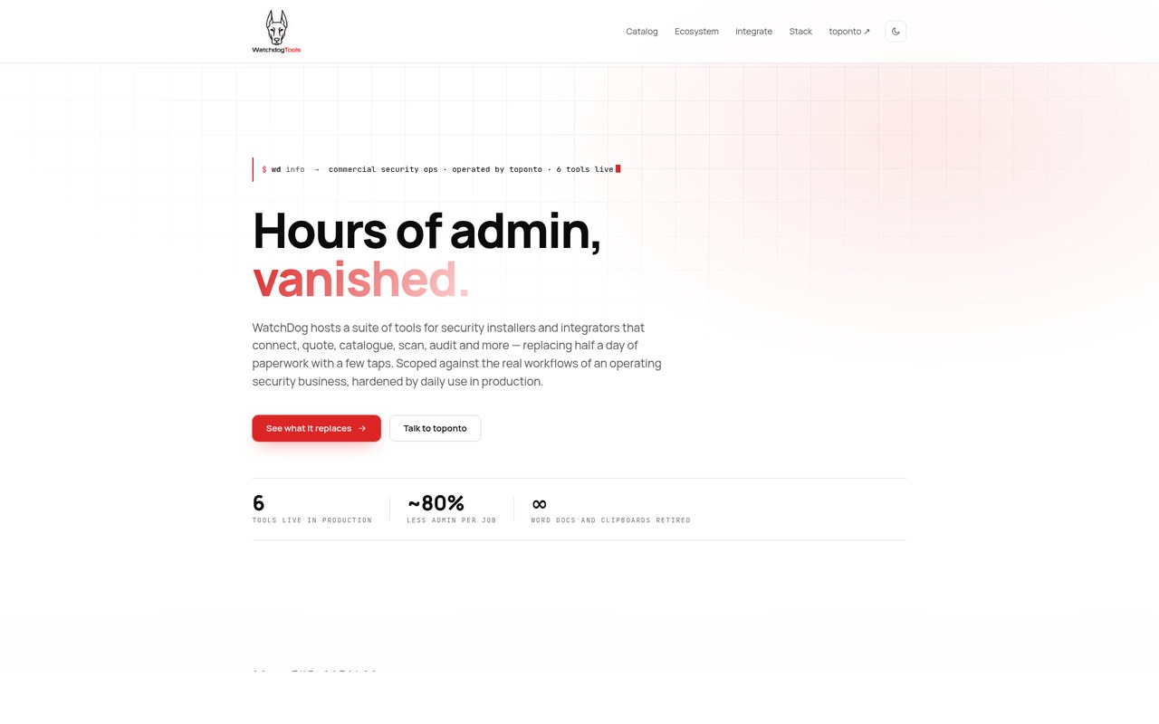 WatchdogTools — software that deletes admin from the security industry day